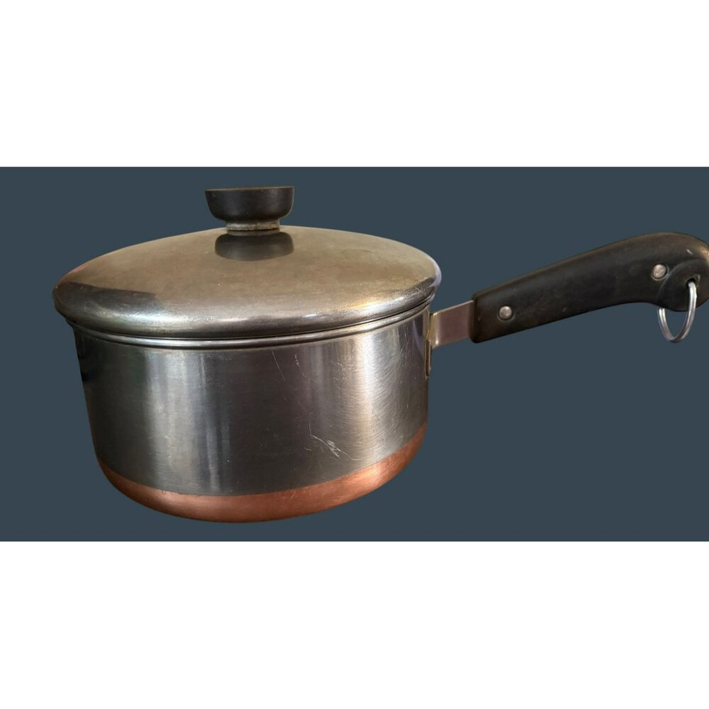Vintage Revere Ware Copper Clad Stainless Steel Saucepan With Lid 1 Qt